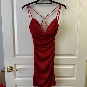 Windsor Glittery Red Strappy Mini Dress